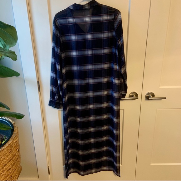 Long sheer plaid shirt - Picture 2 of 4